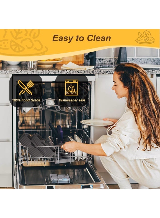 إيونتو طقم بطانات سيليكون لقلاية الهواء قابلة لإعادة الاستخدام  صينية خبز مستطيلة غير لاصقة مع مقابض لقلاية الهواء (عدد 2، رمادي داكن) - Image 3